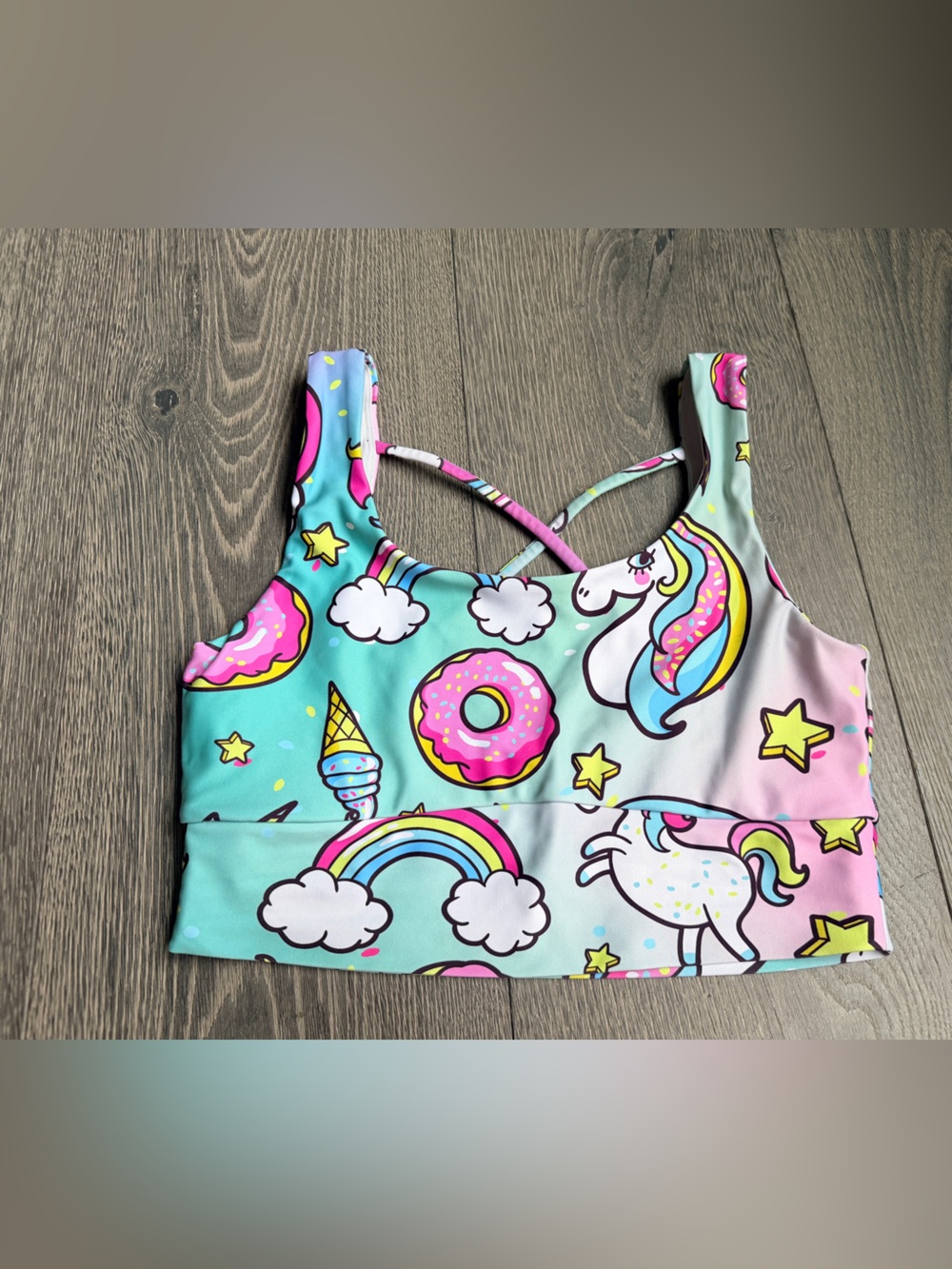 Exotica ExoticAthletica Unicorn Whimsical Strappy Performance Crop Top